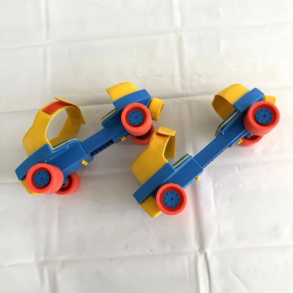 Vtg 80s Fisher Price 1-2-3 Grow With Me Roller Skates Adjustable Kids Yellow